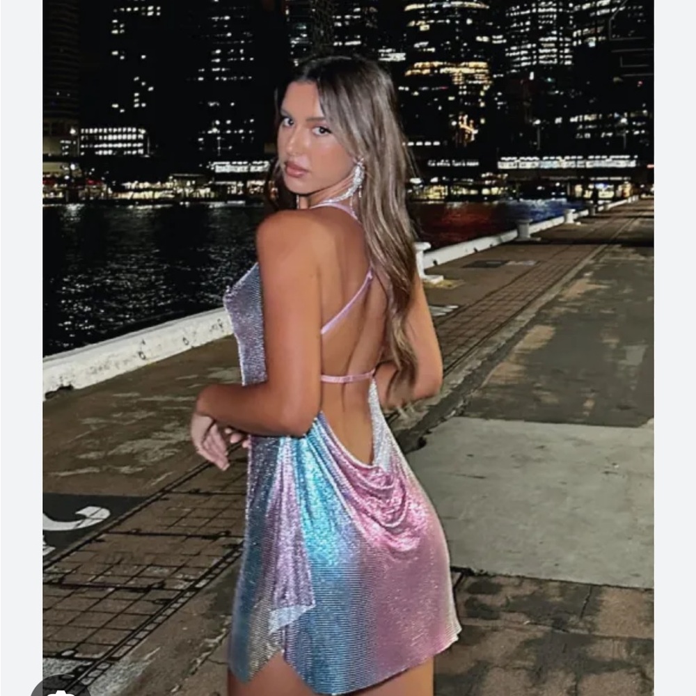 Iconic Image Mini Dress Purple Iridescent WHITE FOX BOUTIQUE